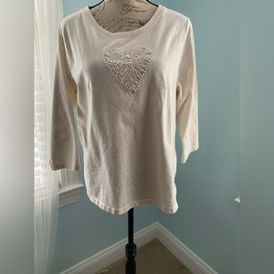 Coldwater Creek embroidered heart cotton shirt